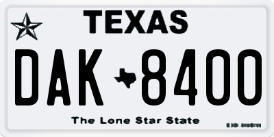 TX license plate DAK8400