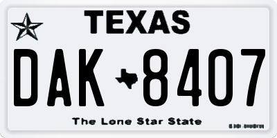 TX license plate DAK8407
