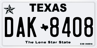 TX license plate DAK8408