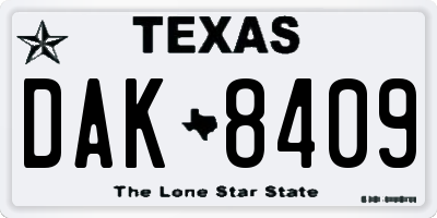 TX license plate DAK8409
