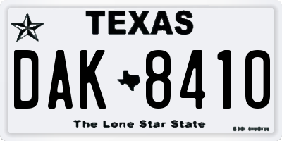 TX license plate DAK8410