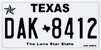TX license plate DAK8412