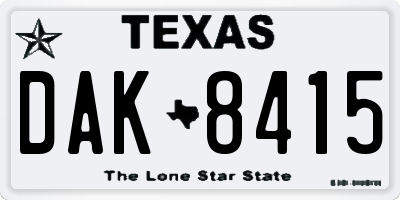 TX license plate DAK8415
