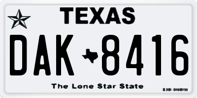 TX license plate DAK8416