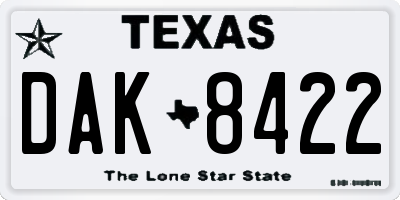 TX license plate DAK8422