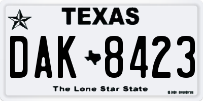 TX license plate DAK8423