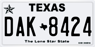 TX license plate DAK8424