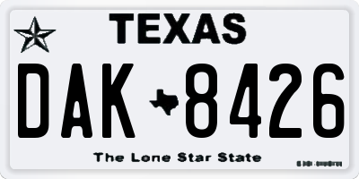TX license plate DAK8426