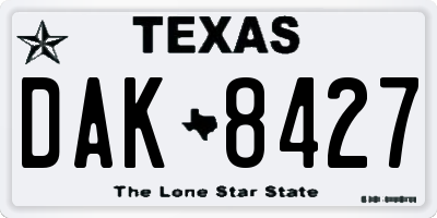 TX license plate DAK8427