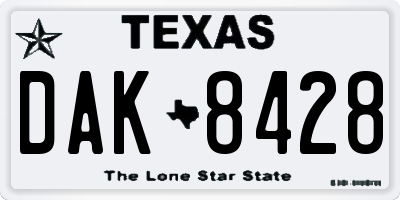 TX license plate DAK8428