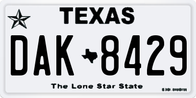 TX license plate DAK8429