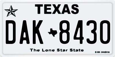 TX license plate DAK8430