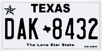 TX license plate DAK8432