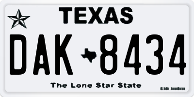 TX license plate DAK8434