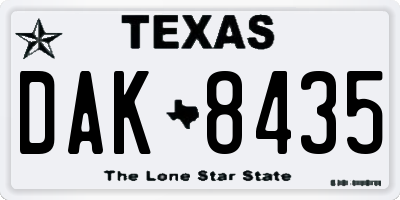TX license plate DAK8435