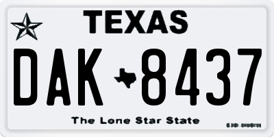 TX license plate DAK8437