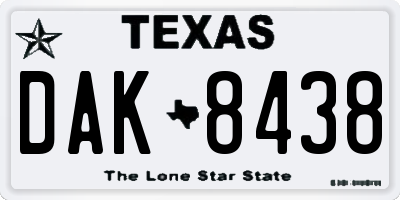 TX license plate DAK8438