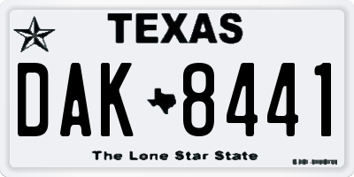 TX license plate DAK8441