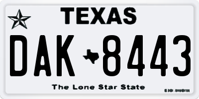 TX license plate DAK8443