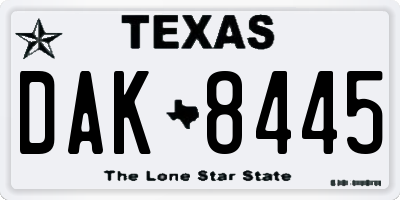 TX license plate DAK8445