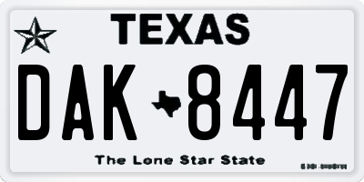 TX license plate DAK8447