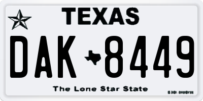 TX license plate DAK8449