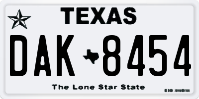 TX license plate DAK8454