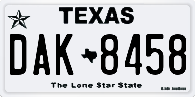TX license plate DAK8458