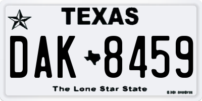 TX license plate DAK8459
