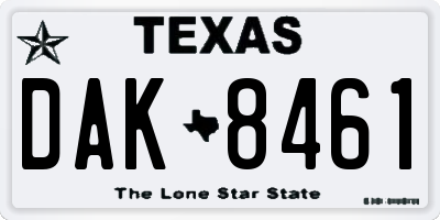 TX license plate DAK8461