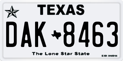 TX license plate DAK8463