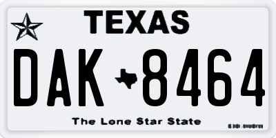 TX license plate DAK8464