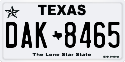 TX license plate DAK8465