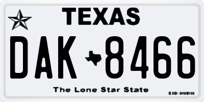 TX license plate DAK8466