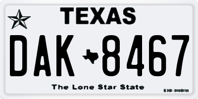 TX license plate DAK8467