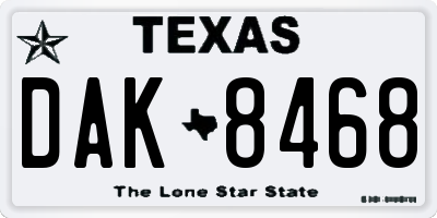 TX license plate DAK8468