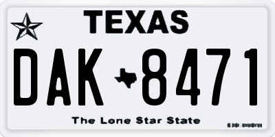 TX license plate DAK8471