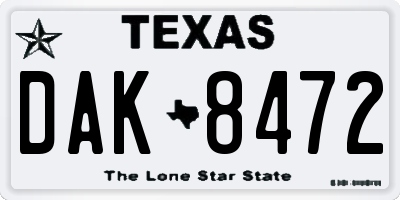 TX license plate DAK8472