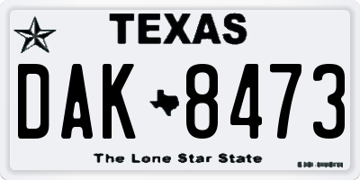TX license plate DAK8473