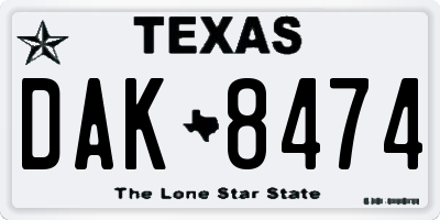 TX license plate DAK8474
