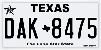 TX license plate DAK8475