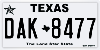 TX license plate DAK8477