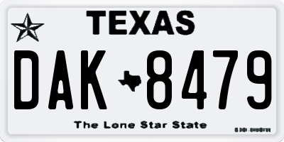 TX license plate DAK8479