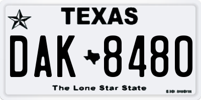 TX license plate DAK8480