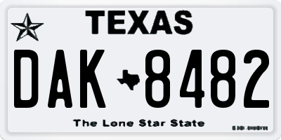 TX license plate DAK8482
