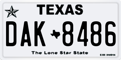 TX license plate DAK8486