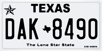 TX license plate DAK8490
