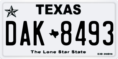 TX license plate DAK8493