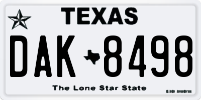 TX license plate DAK8498