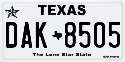 TX license plate DAK8505